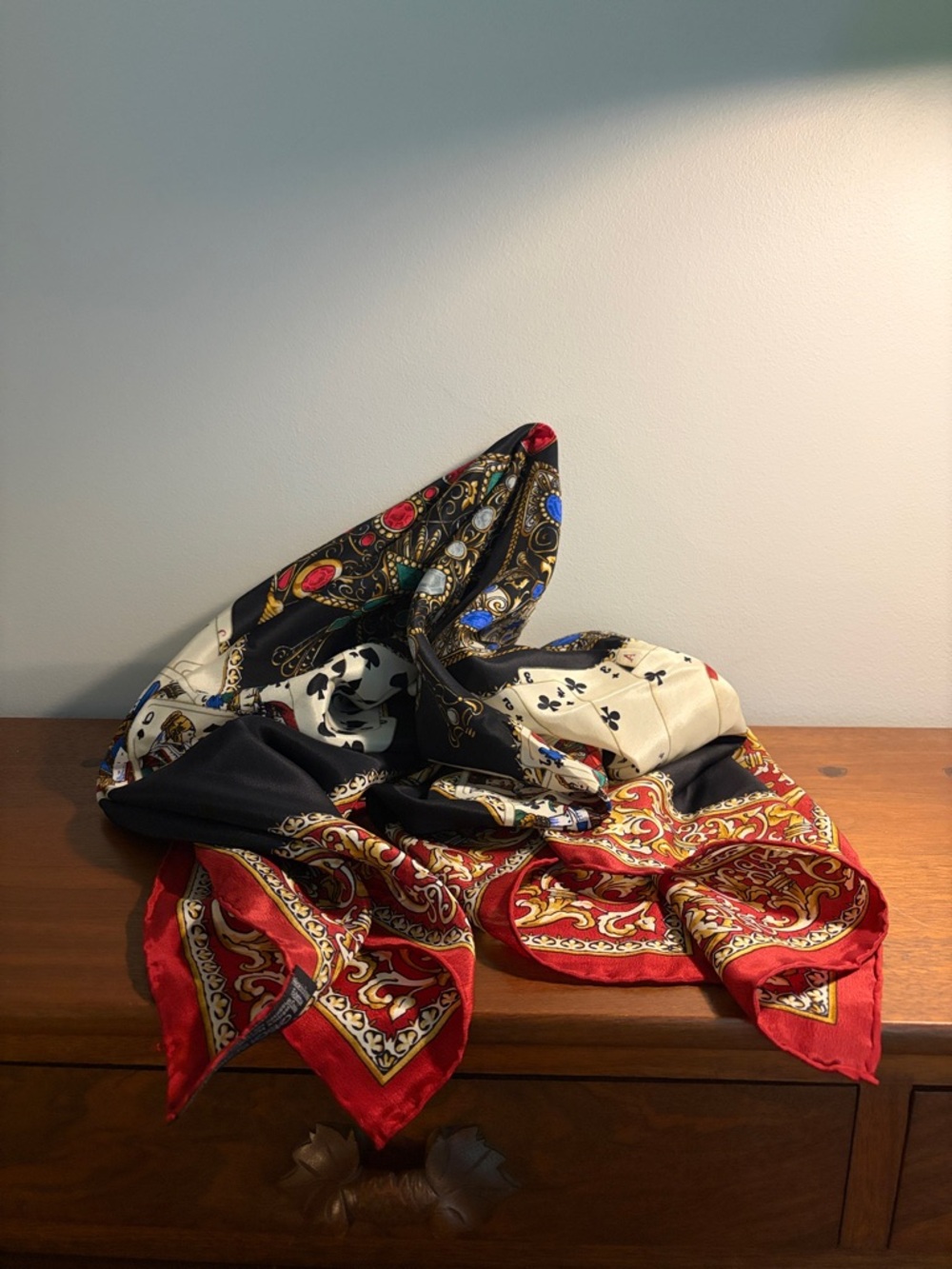 Vintage NWT CASCA Novelty Playing Cards 100% Silk Scarf